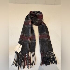 V. FRAAS Dark Gray and Deep Red Checkered Scarf